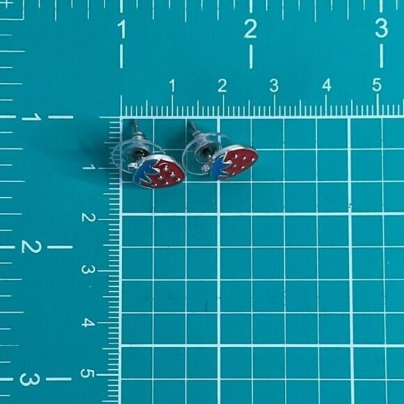 Strawberry Stud Earrings Red & Green Enamel Cute Fruit Design For Women & Girls - Picture 5 of 5